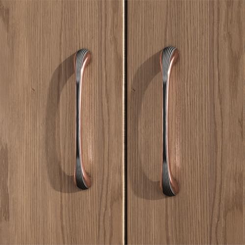 Image of LAPO 6 Inch Cabinet Handles for Storage Areas, Perfect for Kitchen Cabinets, Comfortable Grip Feel, Easy Installation, Corrosion Resistant, Hole to Hole Size 13.2 cm (Black Rose Gold, Pack of 3)