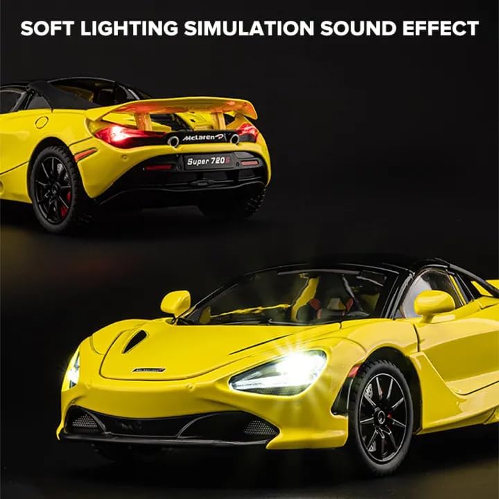 Image of Alokik Enterprise 1:24 Mclaren 720 Diecast Metal Pull Back Car with 6 Openable Doors with Sound and Light Toy Decoration car Best Gift Toys for Kids 【Colors as Per Stock】