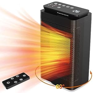 Altronia Electric Space Heater with Fan – 1500W Heaters Portable Small Room Heater Low Noise, Remote Control, Smart Timer, 3Heat Settings, Realtime Temperature, 60° Oscillation, Overheat Protection