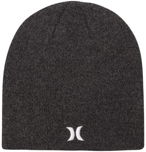 Hurley Mens Icon Staples Beanie - Lightweight Classic Loose Knitted Hat for Men, Size One Size, Charcoal Heather