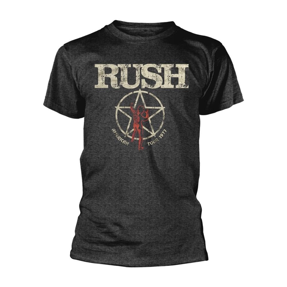 Rush Unisex Black Official T Shirt Starman 'American Tour 1977' Dark Grey Xxxl