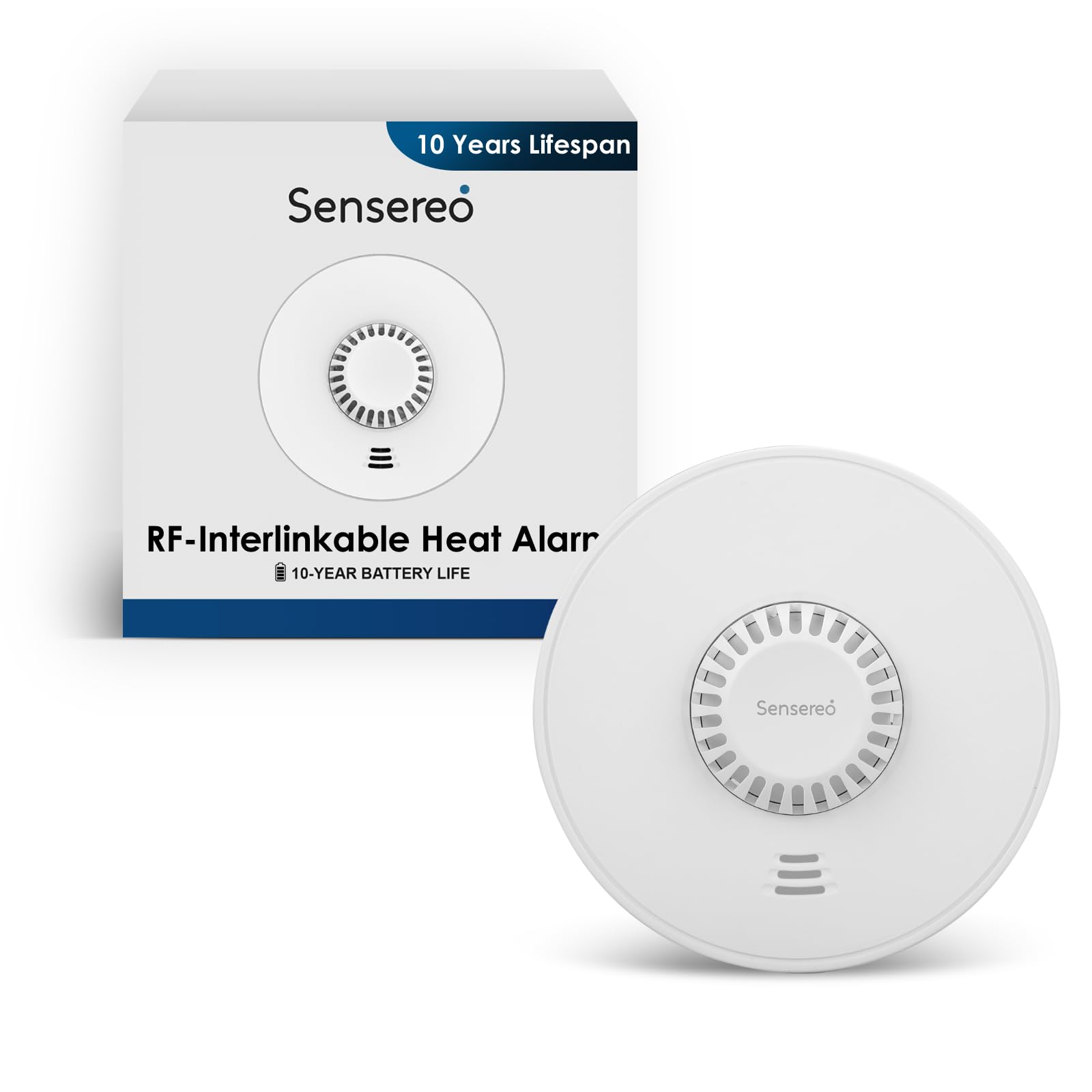 Sensereo White Interlinkable Heat Alarm, Wireless Interlinkable With Other Rf Alarms By 10-Year Battery Life,
