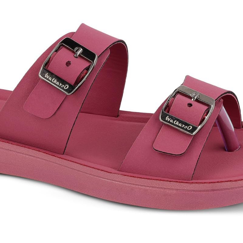 Image of WALKAROO Women's Fashion Sandals with Cushion Sole, Toe Seperator, Dual Straps with Buckles and Lightweight - WL7581