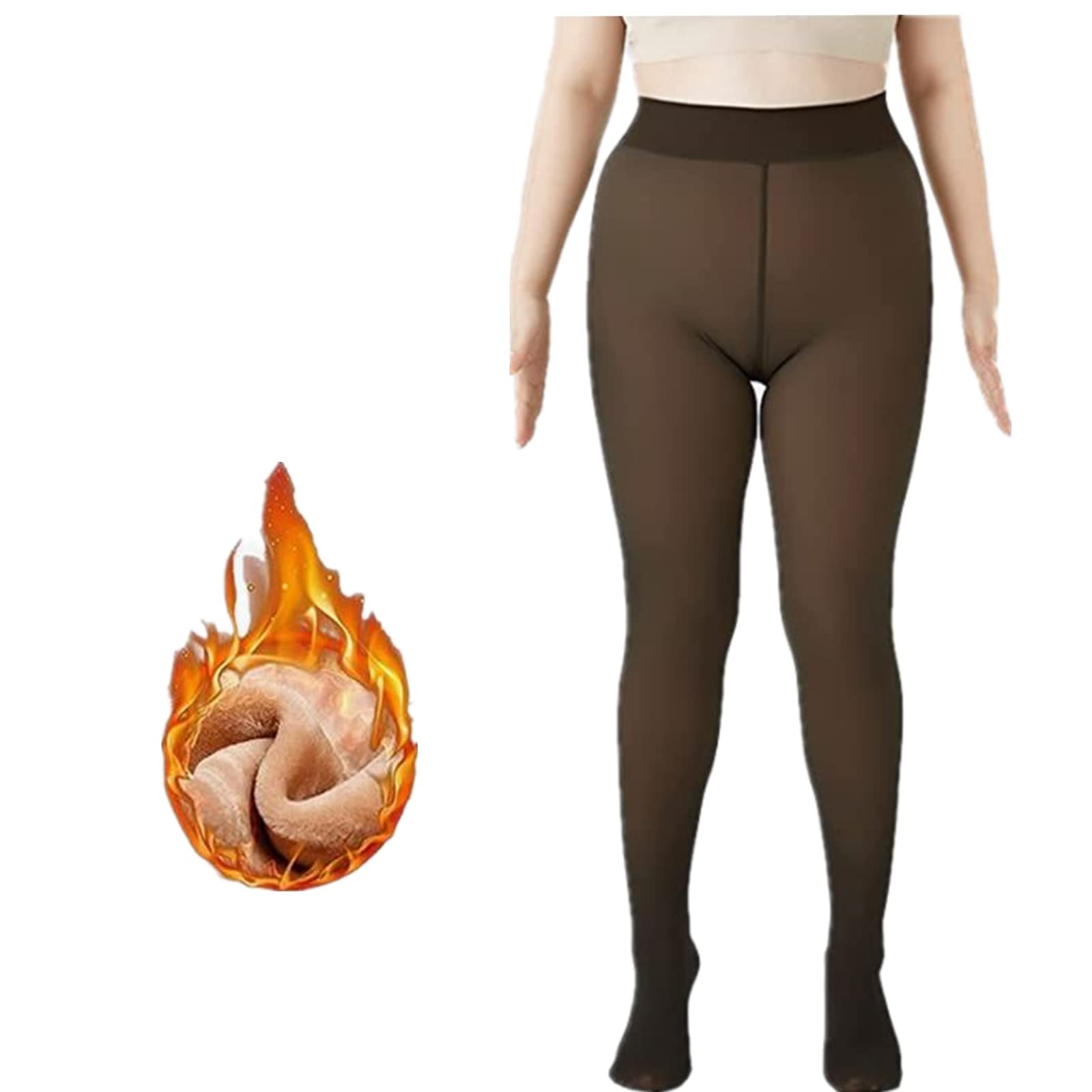 Sean's ChoiceFleece Lined Women's Winter Tights Fake Translucent High Waist Warm Leggings Thermal Pantyhose Stockings Tights