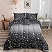 ROWADALO 6 Pieces Black Grey Glitter Sparkles Comforter Set Full Size,Galaxy Starry Sky Bedding Sets 6 Pcs Bed in A Bag for Kids Teen Girls Ultra Soft All-Season Girls Comforter Set,DJT-GB5001-Full