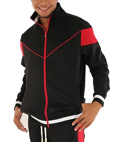 Image of SCREENSHOT-TRACK JACKET Mens Urban Hip Hop Premium Track Jacket - Slim Fit Side Taping Sportswear Urbanwear Streetwear Top