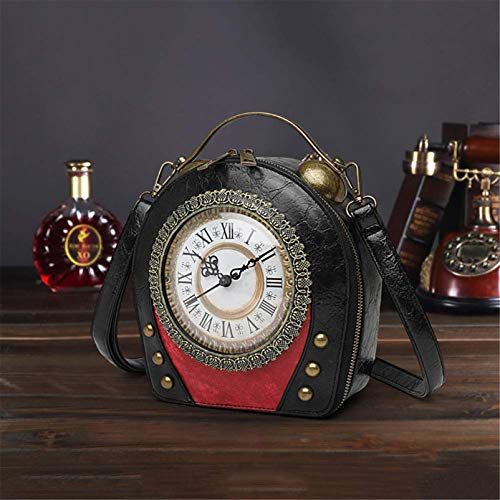 SteamPunk Handbags Women Real Working Clock Antique Shoulder Bag Pu Leather Retro Vintage Evening Cross Body Messenger Bag4
