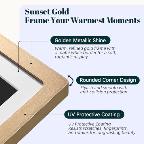 Frameo Digital Photo Frame WiFi Sunset Gold Frame 10.1 Inch Picture Frame with 1280x800 HD IPS Touchscreen, Built-in 32GB, Send Photo Video via Frameo App/USB/SD, Gifts for Women Men - Image 3