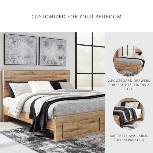 Image of Signature Design by Ashley Hyanna King Panel Storage Bed, Tan Brown