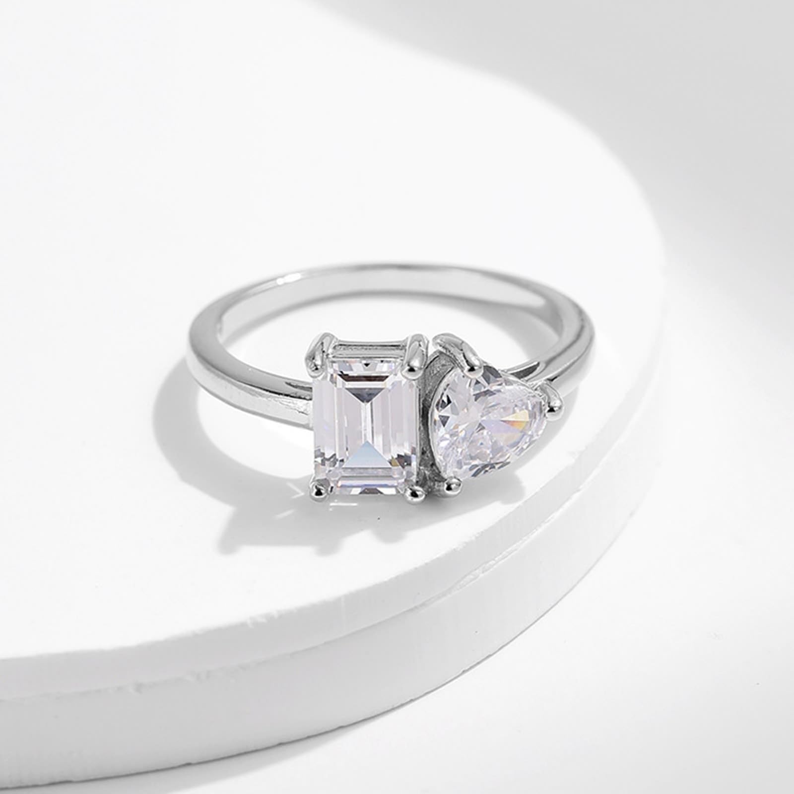 Wycian Bague Piece en Argent Bague de Mariage Or Blanc 9K/14K Au375/Au585 5X7mm Moissanite pour Mère Mesdames