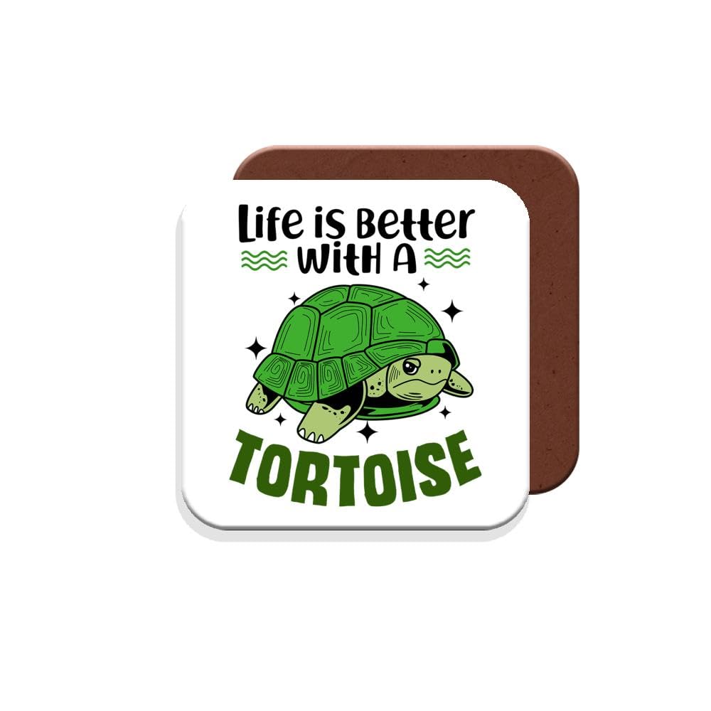 Muggz Coaster Gift For Tortoise Life Is Better With A Tortoise - Giftset - Made By In The Uk