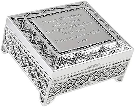 Granddaughter Gifts Engraved Silver Plated Trinket Box with Gift Box Grand Daughter