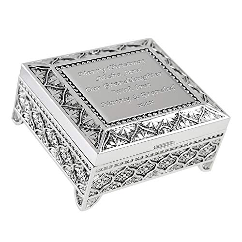 Image of De Walden Granddaughter Personalised Engraved Silver Plated Trinket Box