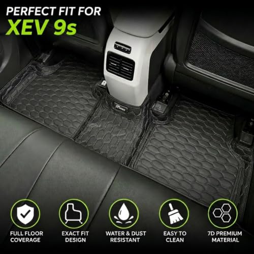 Image of EV MASTER 7D Car Floor Mats for Mahindra XEV 9S Hybrid (2026 Onwards) Complete Set | All Weather | Anti-Slip | Luxury Premium Car Mat | Full Coverage | Custom Fitted Car Foot Mats