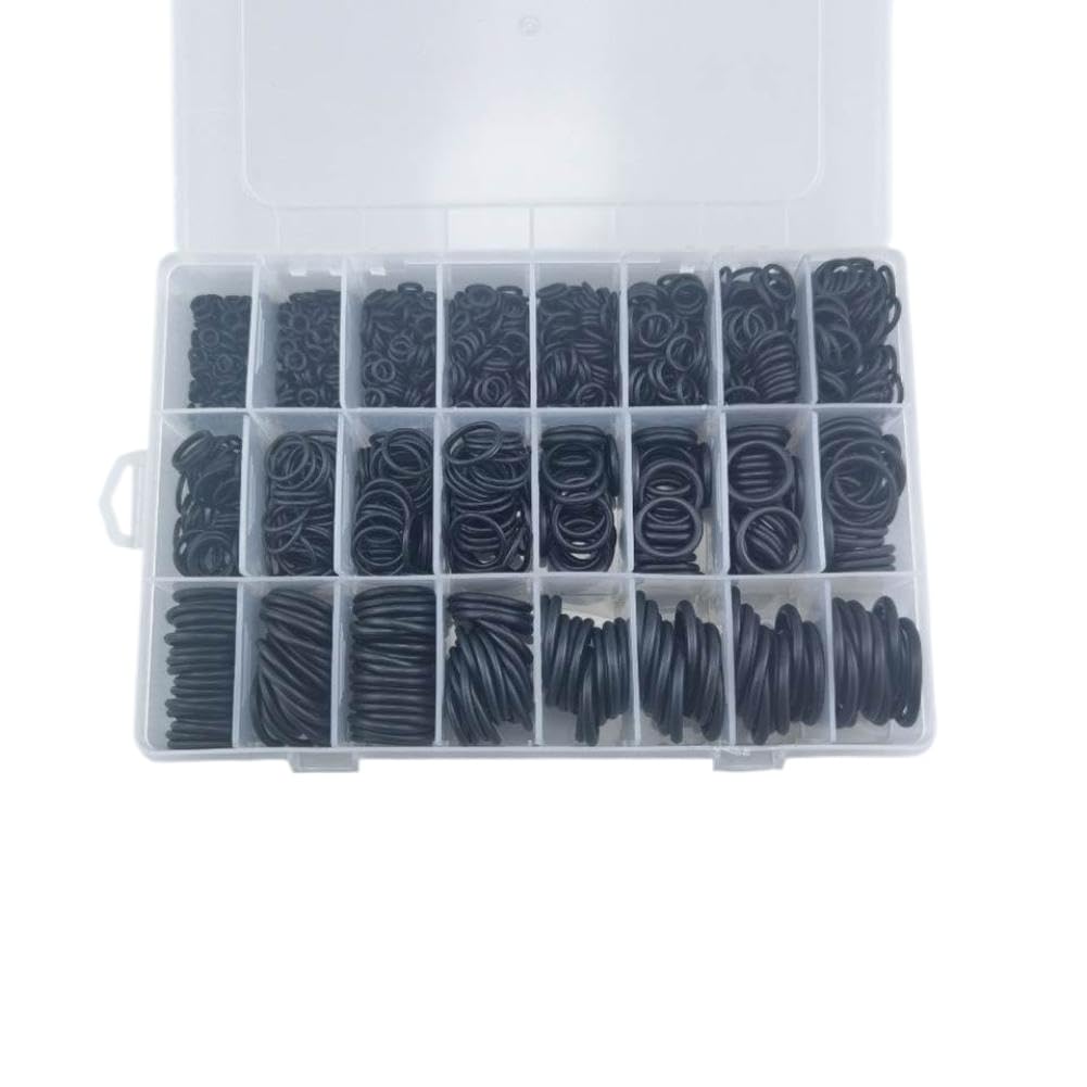 Kit de 1200 Uds. Conjunto surtido de arandelas tóricas con sello VMQ resistente al calor y al aceite negro Compatible con grifos y plomería
