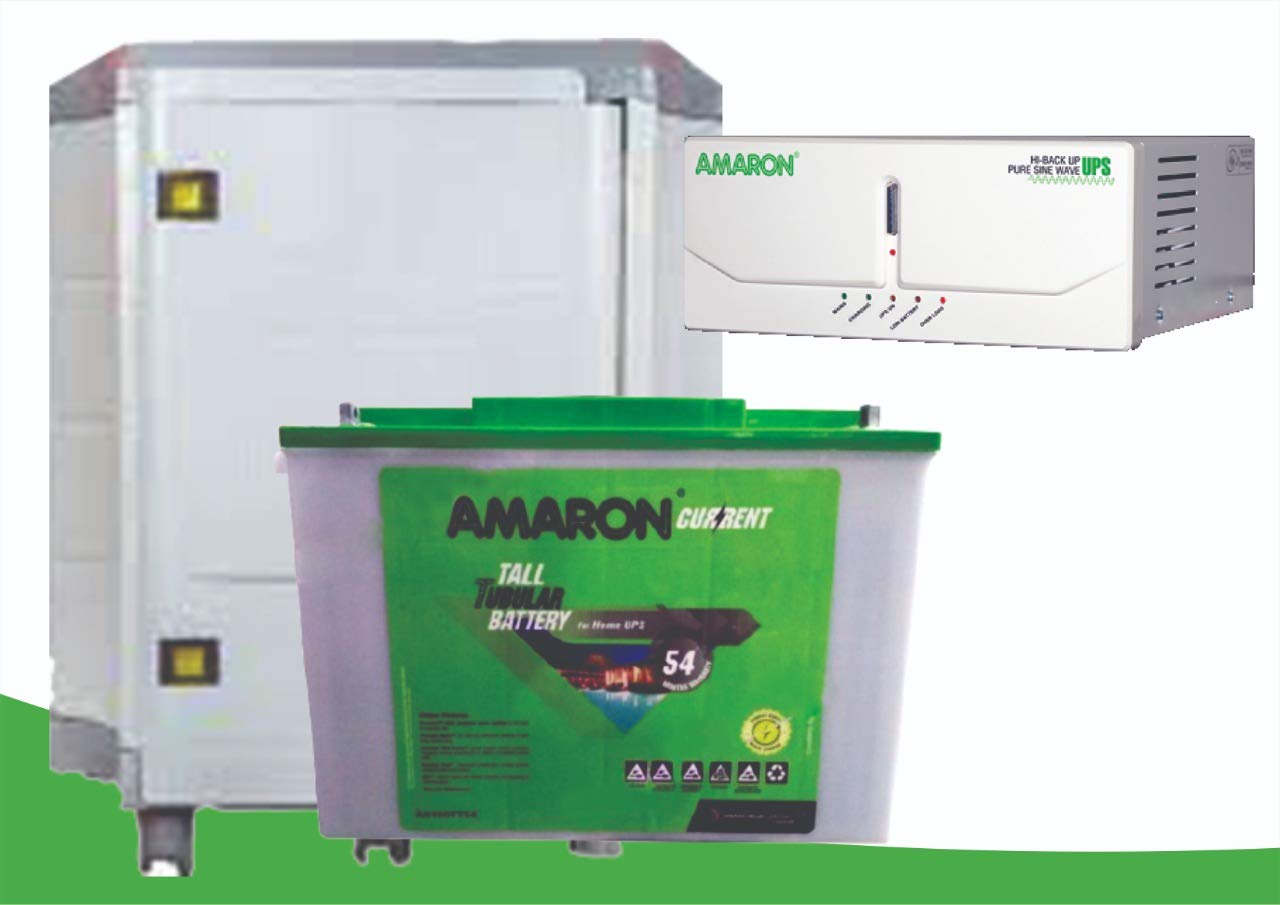 AMARON HI-Backup 880VA UPS + 200 AH Battery + Trolley, White and Green-picture-19
