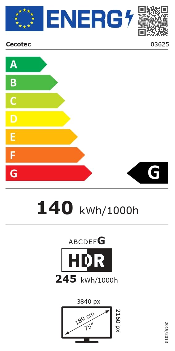 Cecotec TV QLED 75" - Televisore Smart TV V3+ Series VQU30075+S, 4K UHD, Android TV11, Senza Cornice, Assistente Google e Chromecast, Dolby Vision & Atmos, HDR10, HBBTV, 2023