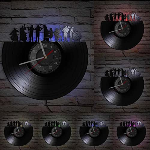 Orchestra Musica Classica Disco in Vinile Orologio da Parete Banda Riproduzione di Musicisti di Famiglia Decorazioni per la casa Guarda Orologio sinfonico dal Vivo