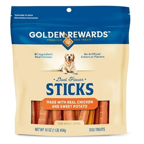 Chicken and Sweet Potato Dual Flavor Treat Sticks for Dogs, 16 Oz Bag - Give Your Furry Best Friend The Moist and Meaty Flavor That They Crave with These Dual Flavor Chicken and Sweet Potato Sticks