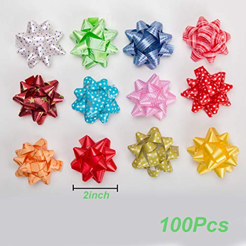 2 Inch 100Pcs Small Star Bows For Gift Wrapping And Presents,Multiple Coclour Christmas Bows,For Parties, Birthdays, Weddings Or Other Holidays. #TOP2