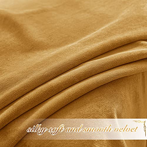 Nicetown Gold Brown Velvet Textured Curtain Panels, Media Movie Theater Room Decor For Living Room, Classic Velvet Woven Home Decor Grommet Top Drapes For Kid's Room (1 Pair, W52 X L84 Inches) #TOP3