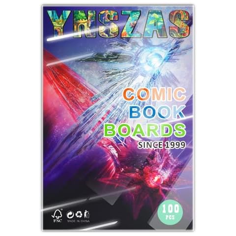 YNSZAS Comic Book Boards, International-Top Certified Acid-Free Materials, 7 x 10.5 Inches, 20% Thicker Better Comic Bags Collection Storage Display, 100-Count. Cover