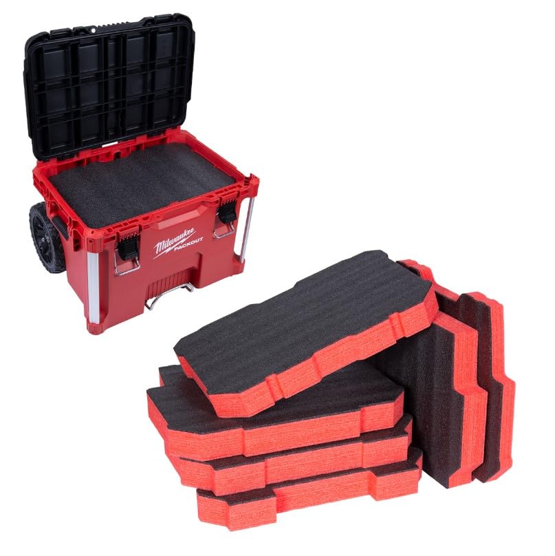 Econo Foam Inserts- Fits Milwaukee Packout ™ 48-22-8426 (6 Piece Foam Kit) Black/Red