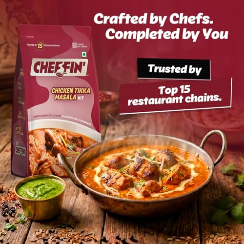 Image of Cheffin' Ready to Cook Curry Kit Combo Pack of 5 | Butter Chicken, Tikka, Shahi Paneer, Dal Makhani, Kadhai Veg | Just Add Paneer /Chicken /Veg | Cooks in 10 Mins | Serves 2-3 Each