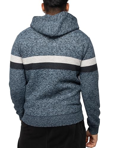 X RAY Mens Zip Up Fleece Lined Knit Cardigan Hooded Sweater, Full Zip Classic Fit Sweater with Stripes & Lining4