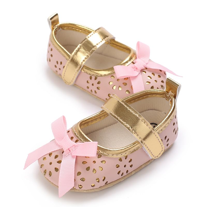 Newborn Baby Girls Infant Soft Sole Mary Jane Bowknot Pu Leather Shoes Moccasins Baptism Christening Crib Shoes Flats4