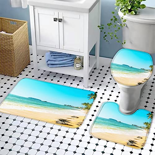 Zifarm Badematte rutschfeste 50x80 cm Ozean Badvorleger-Set 3D Drucken Strand Sommer Mikrofaser Flanell Absorbierend… – Bild 4