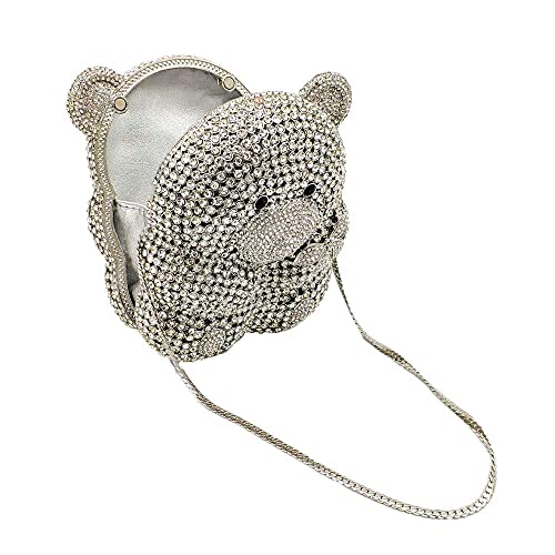 Image of Boutique De FGG Bear Evening Bags and clutches for Women Formal Crystal Clutch Purse Party Animal Rhinestone Handbags,Mini