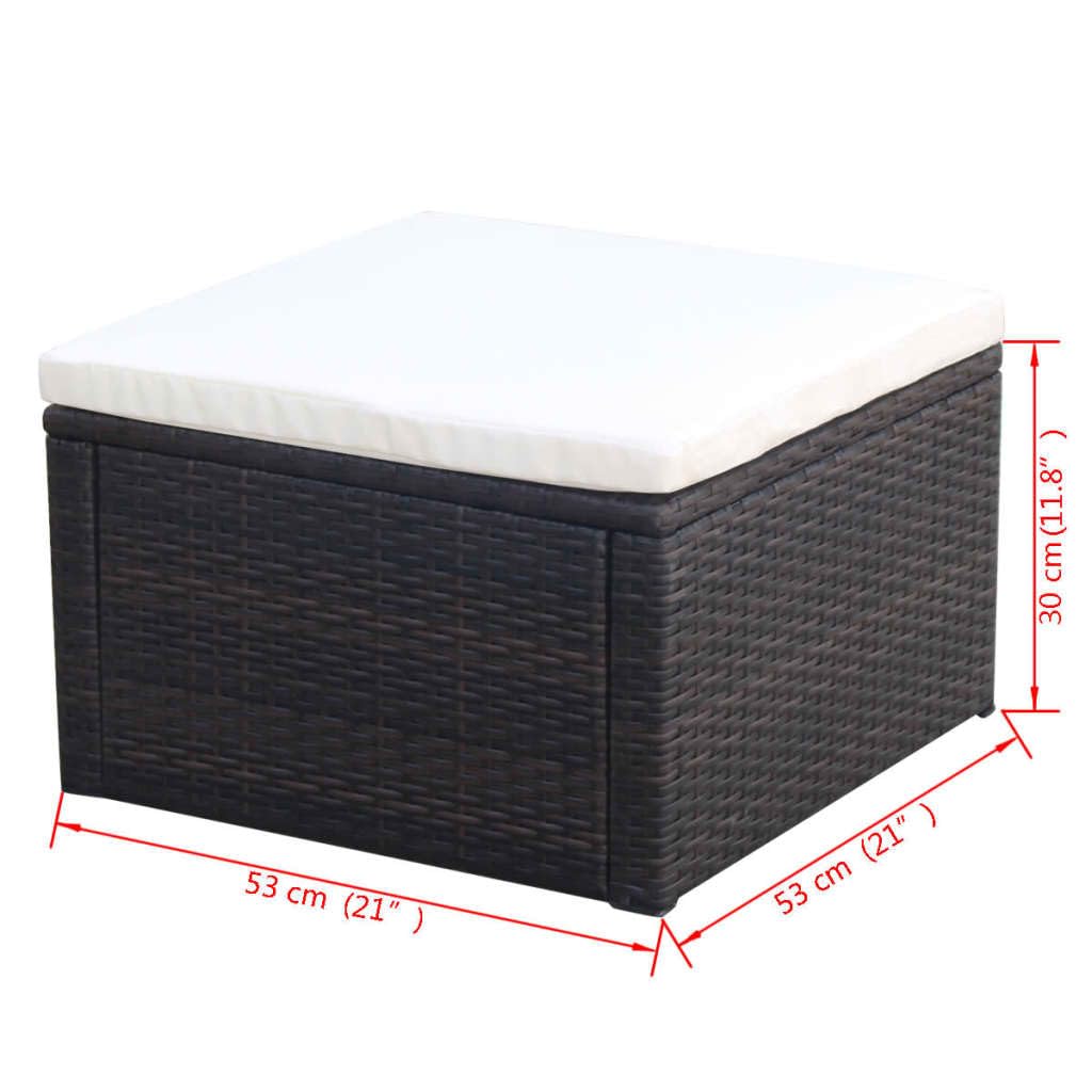vidaXL Taburete Otomana de Jardín Asiento Reposapiés Patio Muebles Terraza Exterior Silla Aire Libre Poli Ratán Sintético Marrón Material Tipo Mimbre