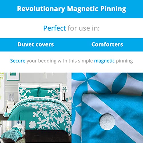 Pinion Pins White Cloth Magnetic Duvet Clips with Magnetic Key for Easy Removal. Pack of 16 Comforter Fasteners That are Safe Locking and Holds up to 10lbs - Image 4