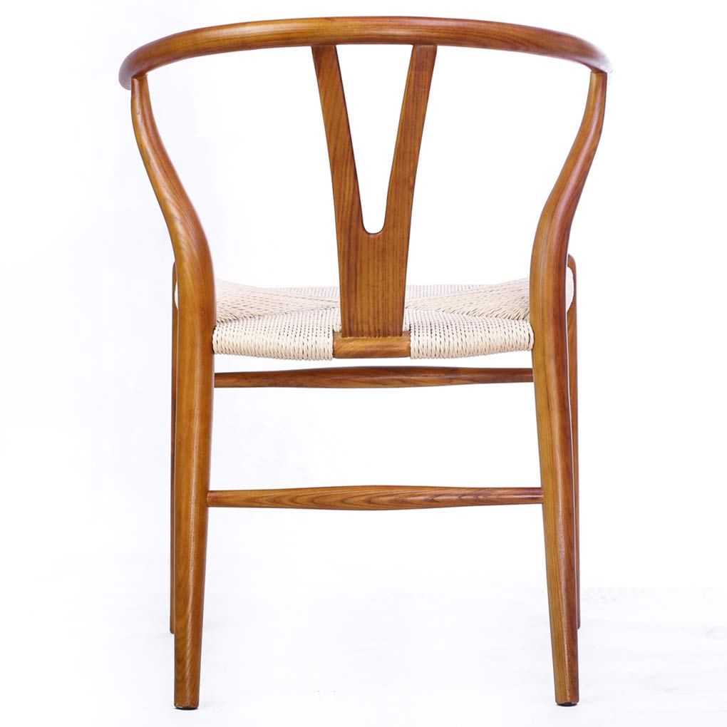 VODUR Wishbone Chair Natural Solid Wood Dining Chair/Hans Wegner Y Chair Rattan and Wood Accent