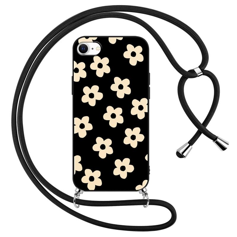 Custodia IPhone 16 Con Laccio - Trasparente Con Fiori, Antiurto, Design Aesthetic