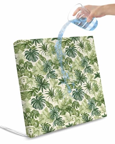 Hokiten Green Palm Leaf Outdoor Cushion Chair Cover Set of 4 - Waterproof Couch Seat Covers, Summer Botanical Watercolor Patio Furniture Protector Cushions Slipcovers for Sofa/RV, 22