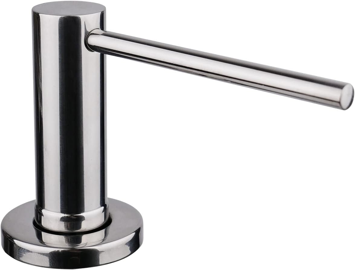 Built-in Sink Soap Dispenser for both Kitchen and Bathroom, with Stainless Steel Pump, 17 fl. Oz Bottle, Fill from Top, Polished
