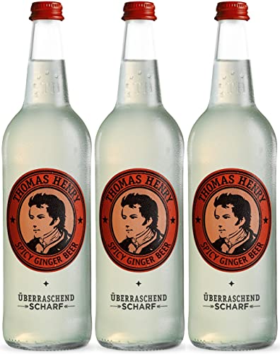 Thomas Henry Spicy Ginger Beer – sorprendentemente afilado – (3 x 0,75 l de cristal MW) – Juego de 3 limonadas de jengibre para mezclar tus bebidas y cócteles como Moscow Mule con Vodka & Co.