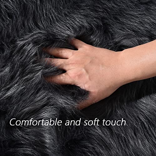 Latepis Rugs for Living Room 5x7 Dark Grey Washable Faux Fur Throw Rugs for Bedroom Sofa Floor Fluffy Shag Fuzzy Rug Shaggy Rug Luxury Home Decor Rectangle