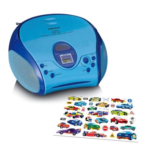 Lenco SCD-24 Kids – CD-spelare för barn – CD-radio – med klistermärken – Boombox – FM-radiotuner – titel minne – 2 x 1,5 W RMS-effekt – el- och batteridrift – blå