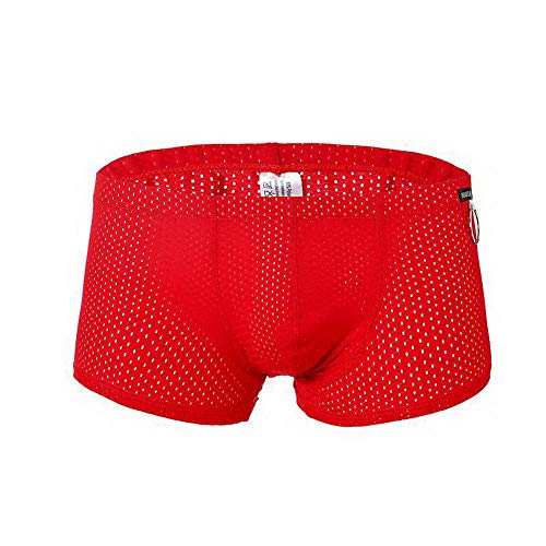 Naturemore Men's Sexy 3D Breathable Nylon Mesh Boxer Underwear Bag, Red, Medium