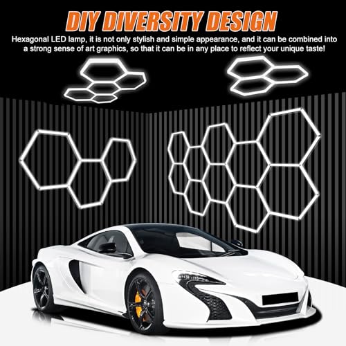 Hexagon LED Garage Light for Car Detailing and Workshop (12-Pack)