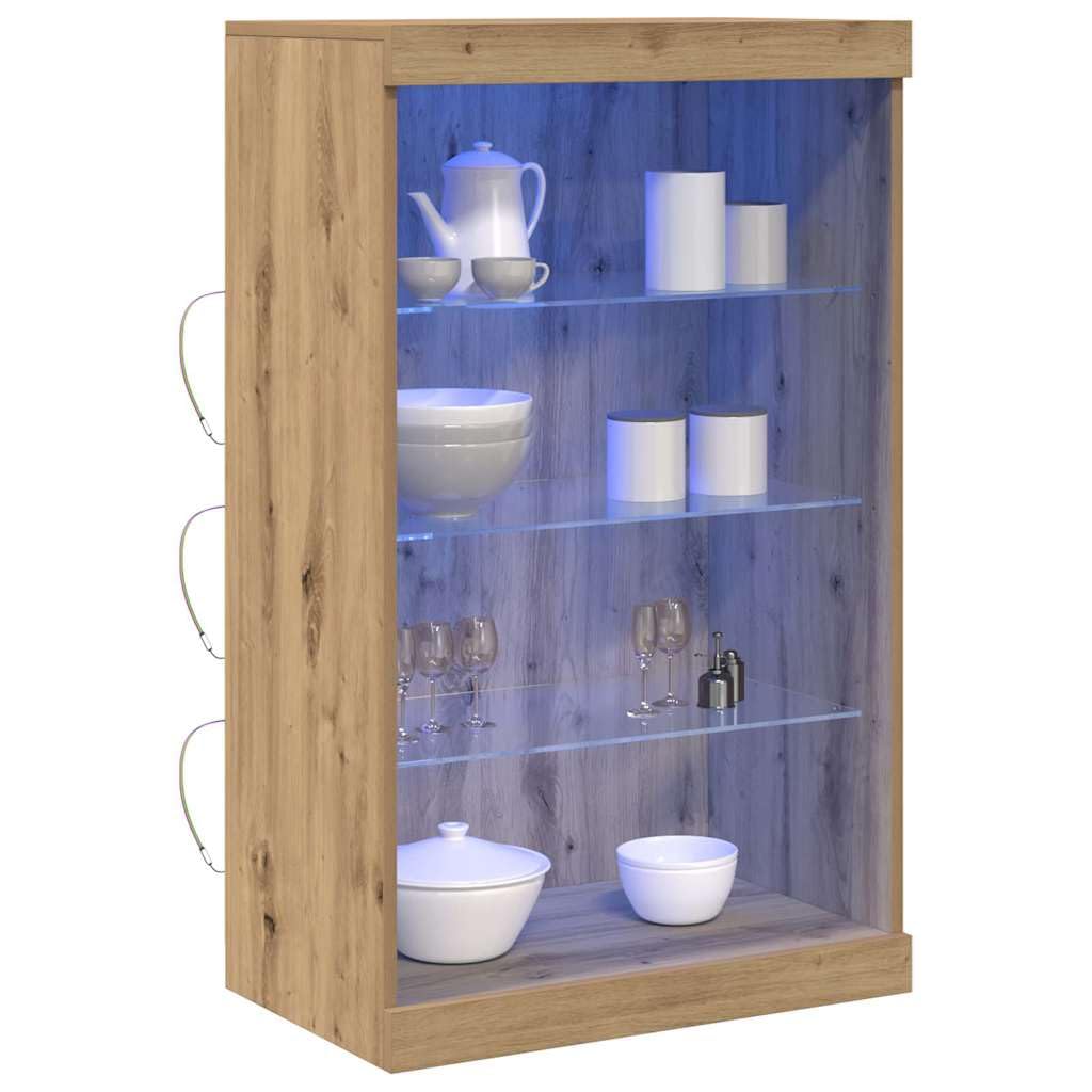 vidaXL Buffet LED Chêne Artisanal 60,5 x 37 x 100 cm Bois d'ingénierie