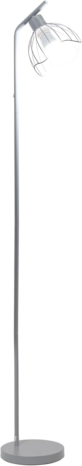 Simple Designs LF1050-GRY 54.5" Sleek Essentials Industrial Metal Floor Lamp with Scalloped Wire Cage Shade, Gray image 2