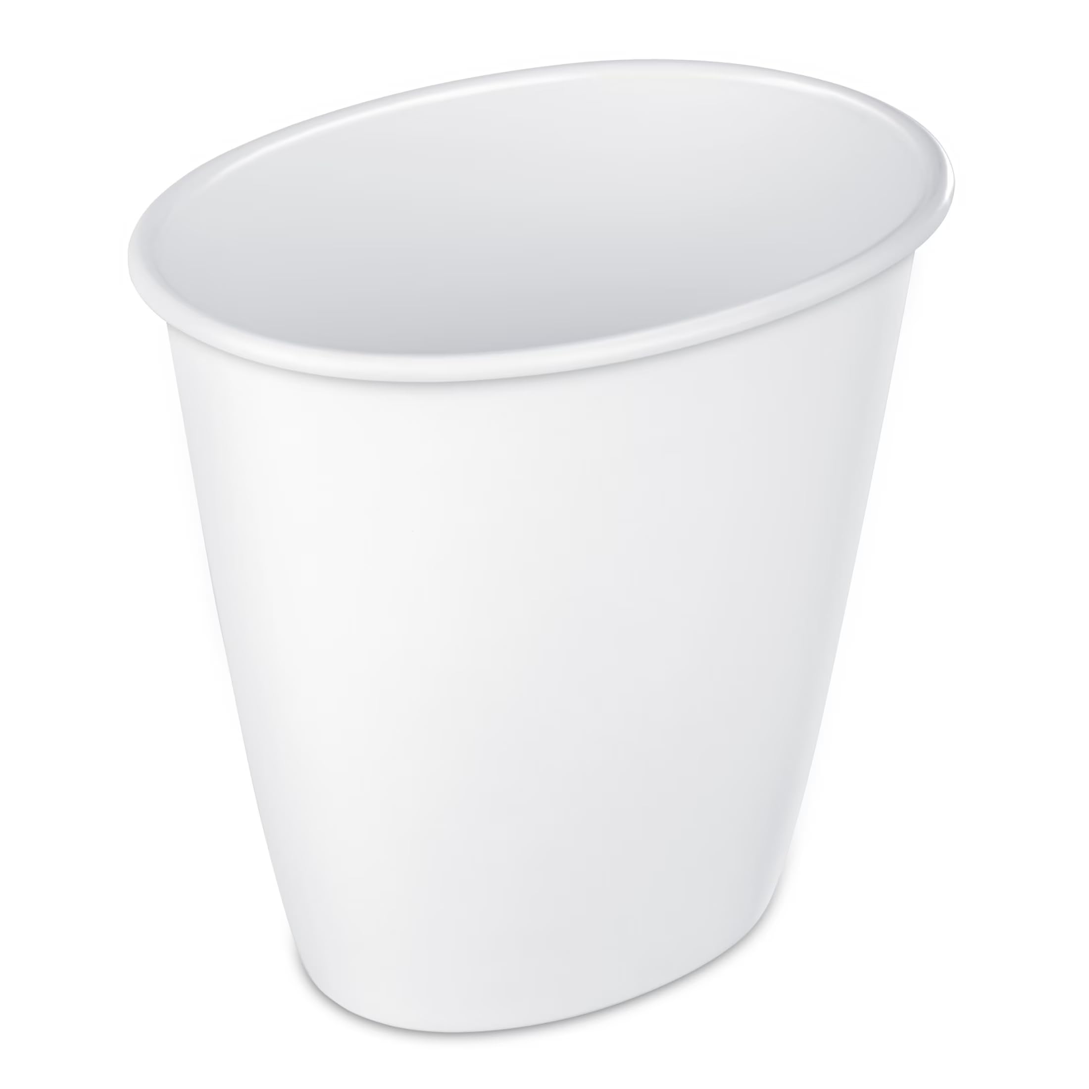 Bathroom Trash Can 2 5 Gallon Small Plastic Garbage Bin with No Lid White Oval Shape Narrow Design
