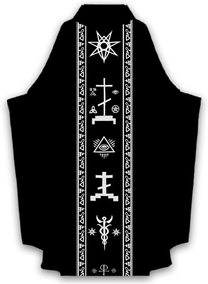 Catholic Priest Halloween Costume Robe, Black Medieval Gothic Wizard Magician Vampire Cosplay Outfit