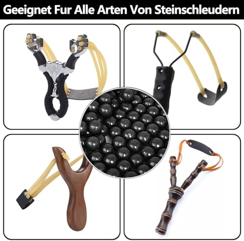 Jeyrup 500 Stück Steinschleuder Munition (Biologisch Abbaubar), 9 mm Steinschleuder Kugeln Zwille Munition Schlammkugeln für Steinschleudern Harte Tonkugeln (Schwarz)