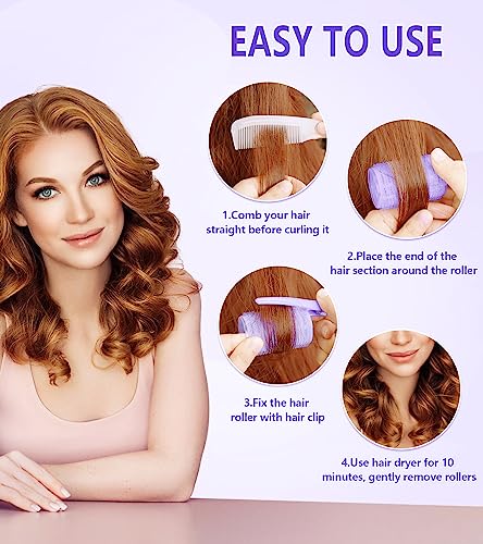 Yevyo Jumbo Hair Rollers, 44 Packs Large Hair Rollers For Long Medium Short Hair, 4 Size Self Grip Hair Rollers For Women Curls At Home (8×Extra Jumbo +8×Jumbo +8×Large +8×Medium) #TOP6