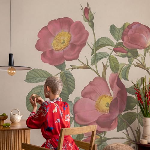 Decoración de pared adhesiva de 152x104 cm con elegante patrón de rosas de estilo vinilo mural 4